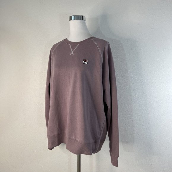FILA Womens French Terry Long Sleeve Crew Neck Sweatshirt XXL Purple NWT - Picture 1 of 13